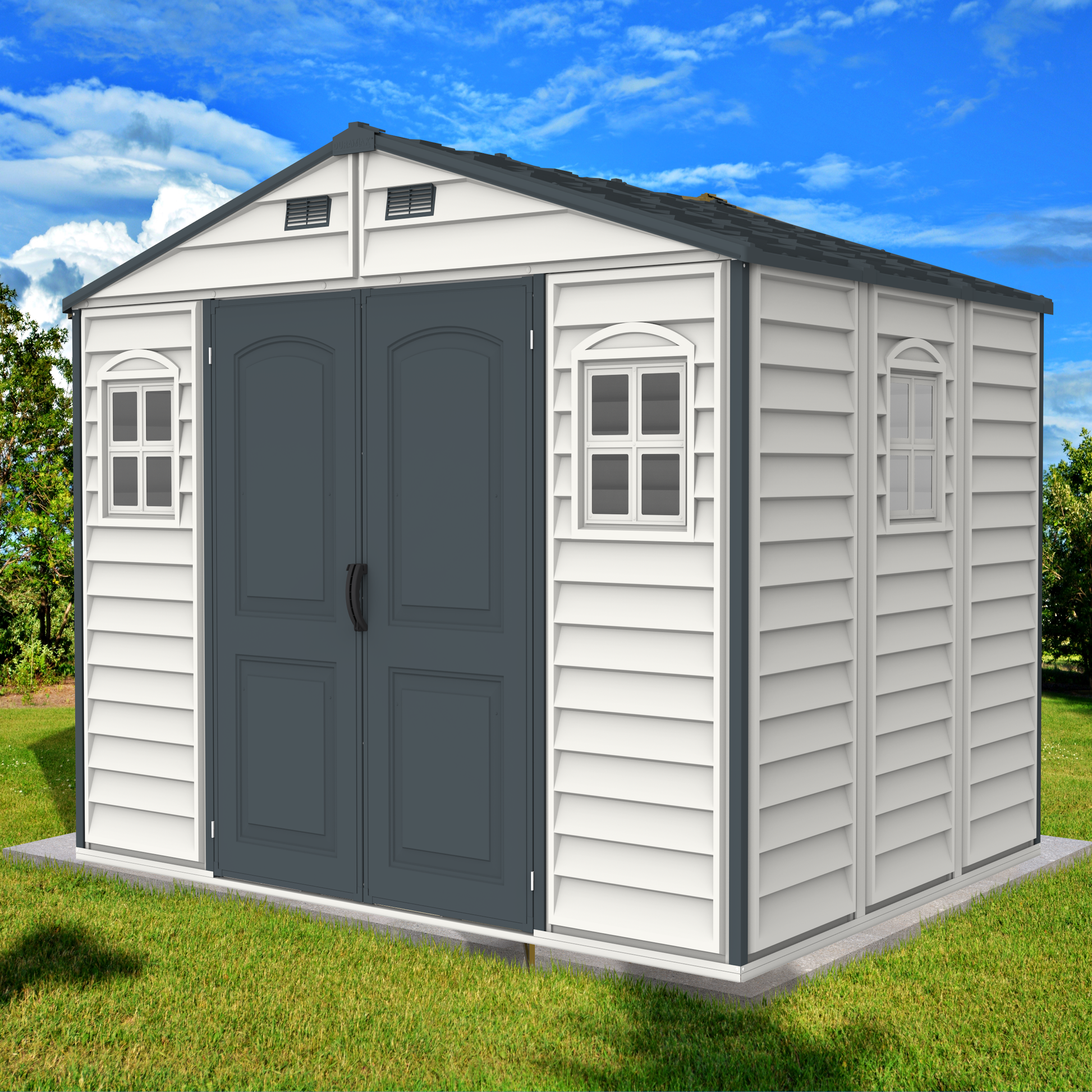 Duramax Vinyl Sheds Duramax Woodside Plus 10.5x8 Vinyl Resin Outdoor Storage Shed With Foundation Kit