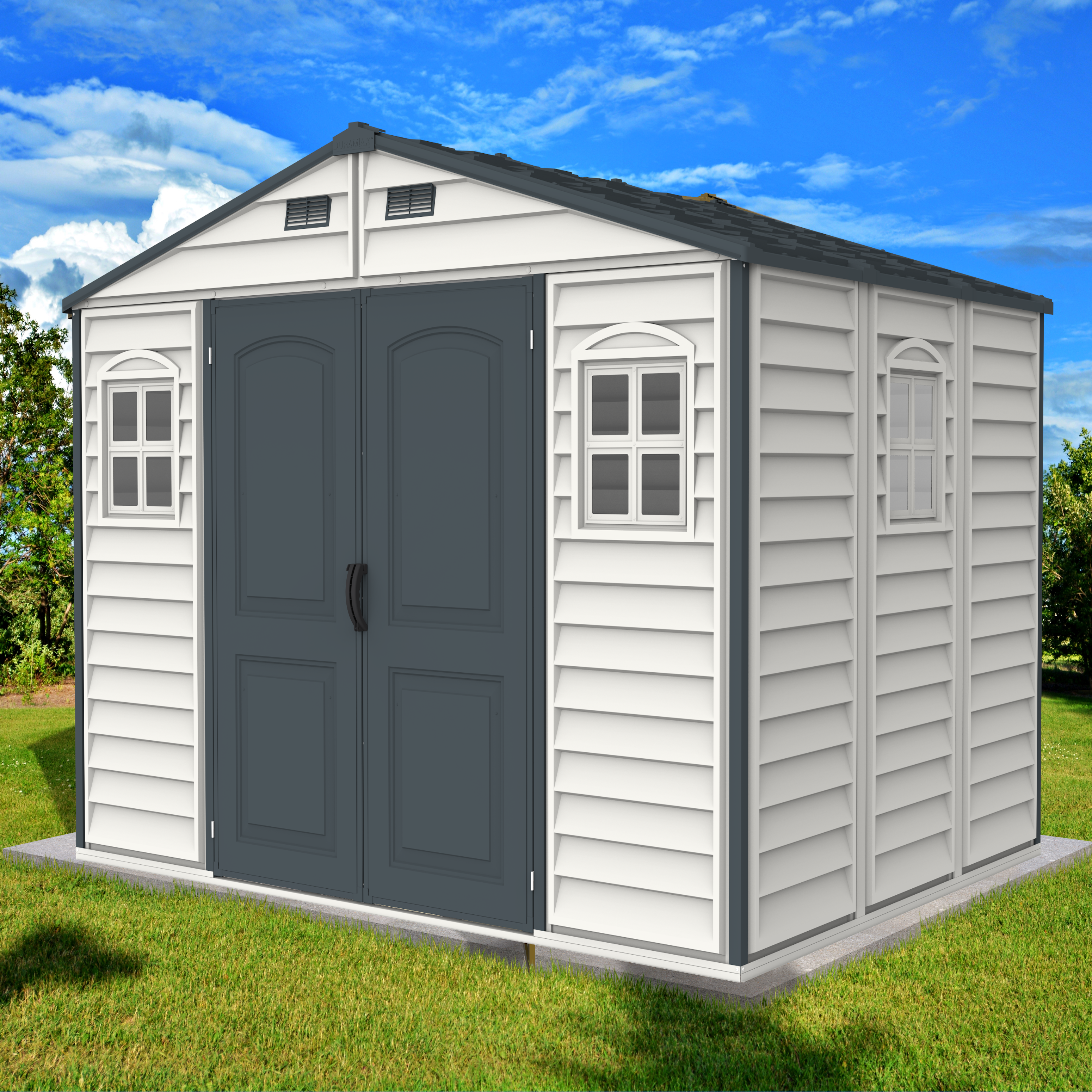 Duramax Vinyl Sheds Duramax Woodside Plus 10.5x8 Vinyl Resin Outdoor Storage Shed With Foundation Kit