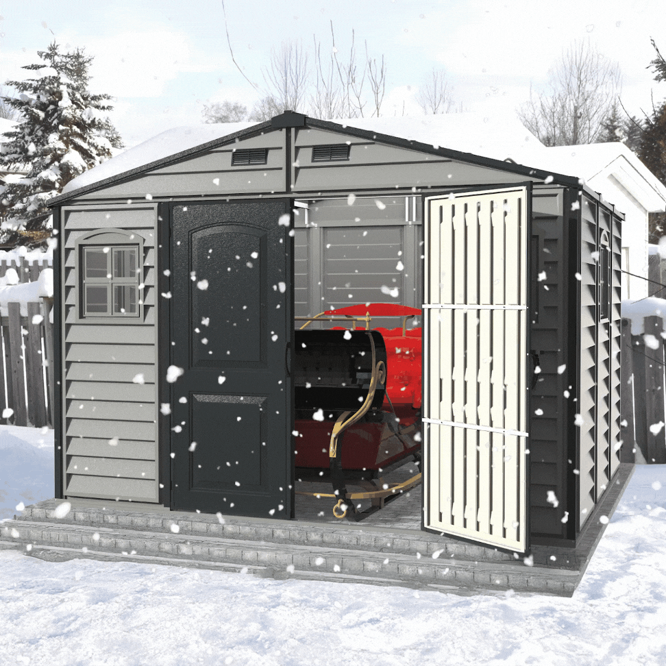 Duramax Vinyl Sheds Duramax Woodside Plus 10.5x8 Vinyl Resin Outdoor Storage Shed With Foundation Kit