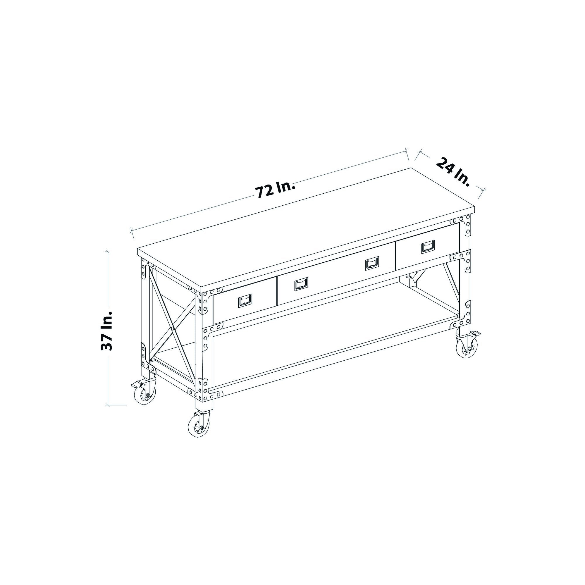 Duramax Work Desk Duramax Darby 72" Industrial Metal & Wood Kitchen Island Desk with Drawers