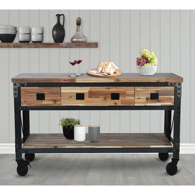 Duramax Darby 72" Industrial Metal & Wood Kitchen Island Desk with Drawers