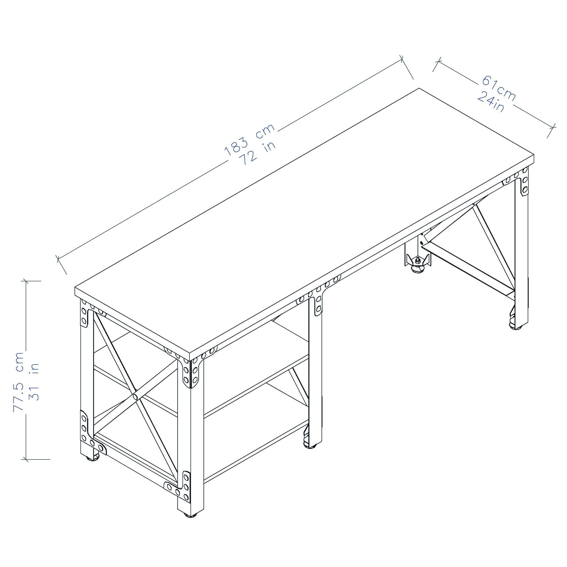Duramax Work Desk Duramax Weston 72" Industrial Metal & Wood Desk with Shelves