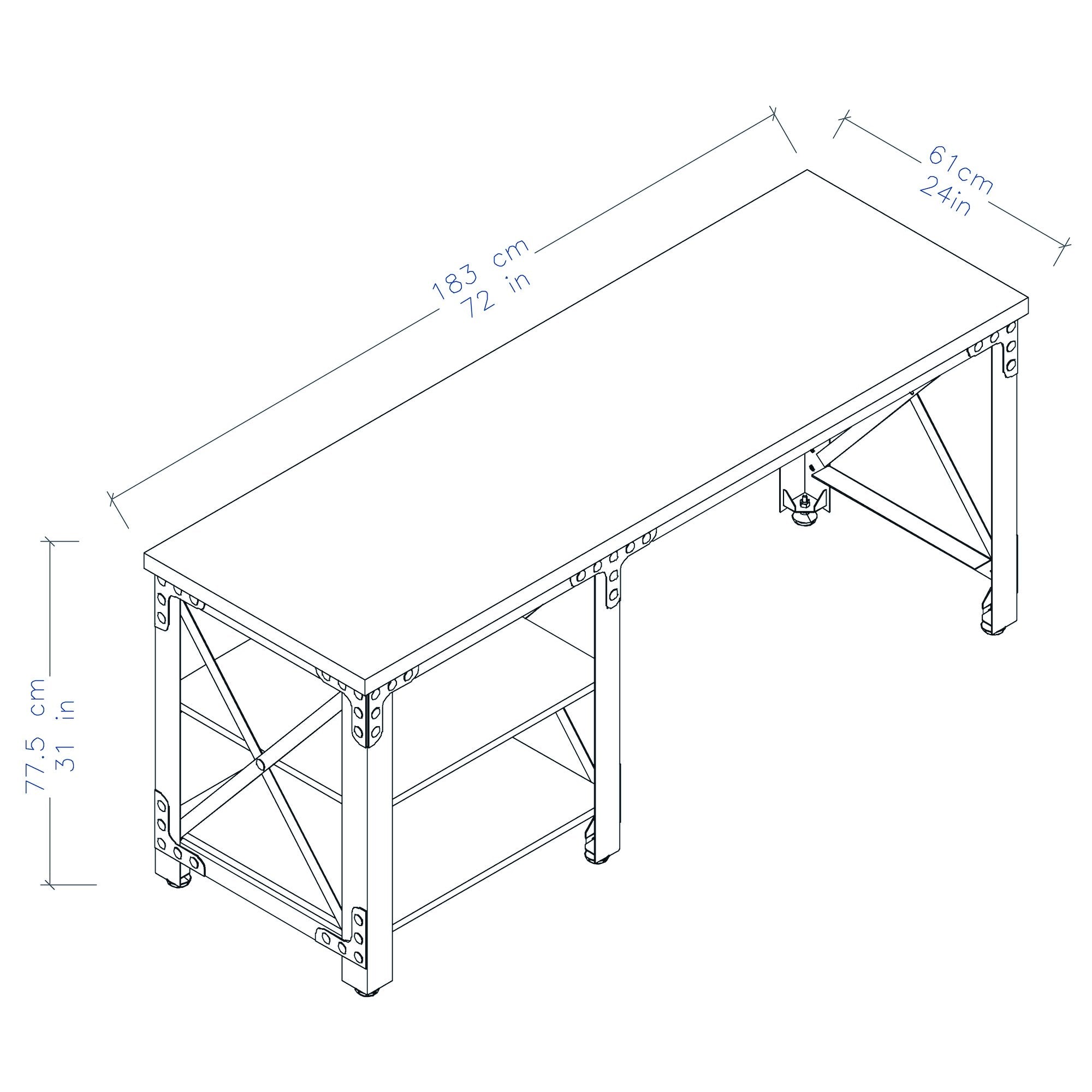 Duramax Work Desk Duramax Weston 72" Industrial Metal & Wood Desk with Shelves