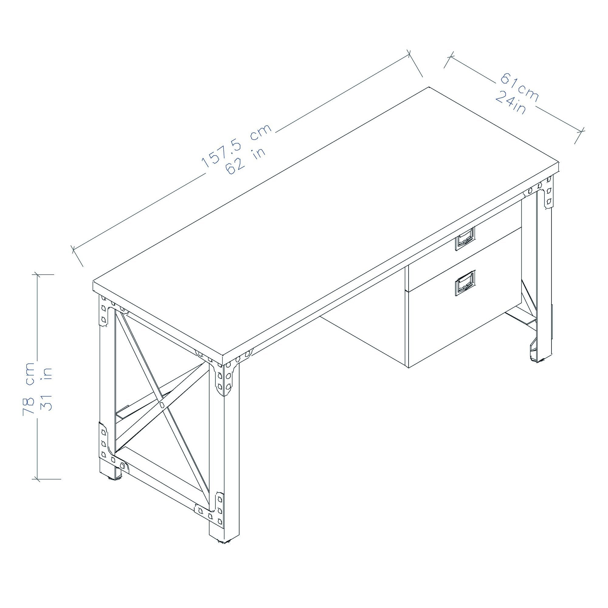 Duramax Work Desks Duramax Jackson 62" Industrial Metal & Wood Desk with Drawers