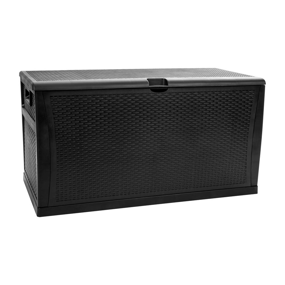 Durasheds Default 120 Gallon Plastic Deck Box - Waterproof Storage Box, Black