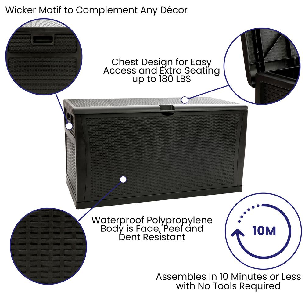 Durasheds Default 120 Gallon Plastic Deck Box - Waterproof Storage Box, Black