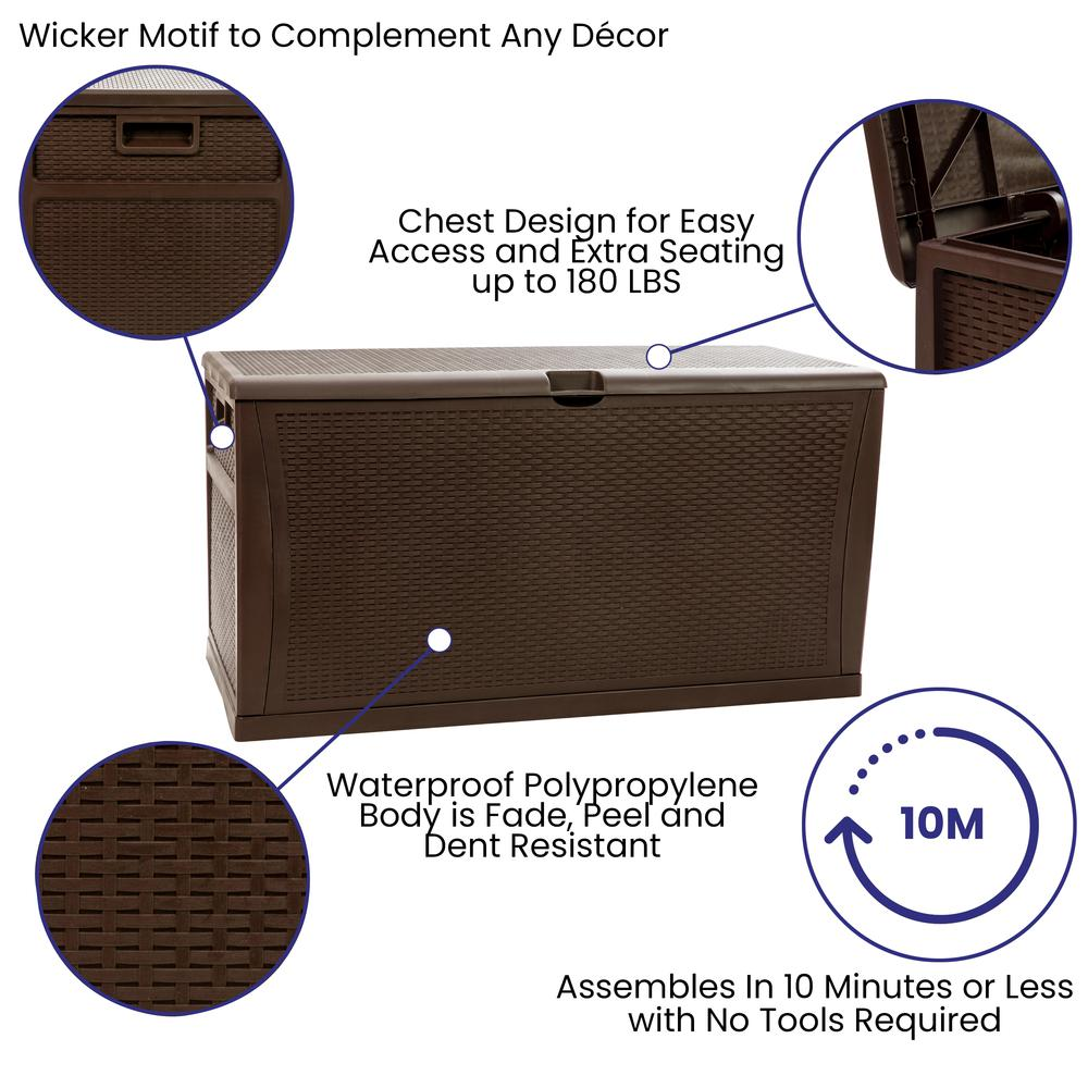 Durasheds Default 120 Gallon Plastic Deck Box - Waterproof Storage Box, Brown