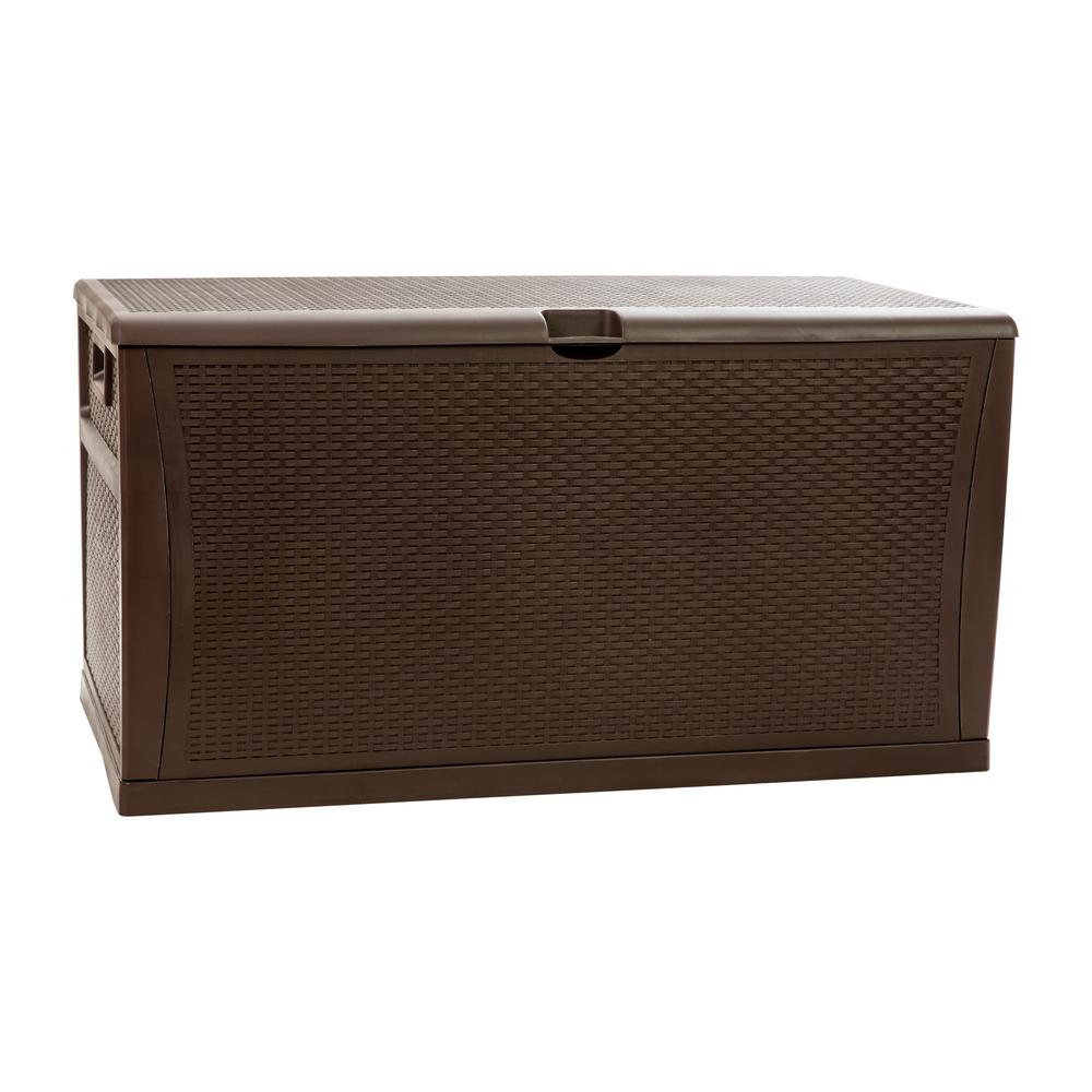 Durasheds Default 120 Gallon Plastic Deck Box - Waterproof Storage Box, Brown