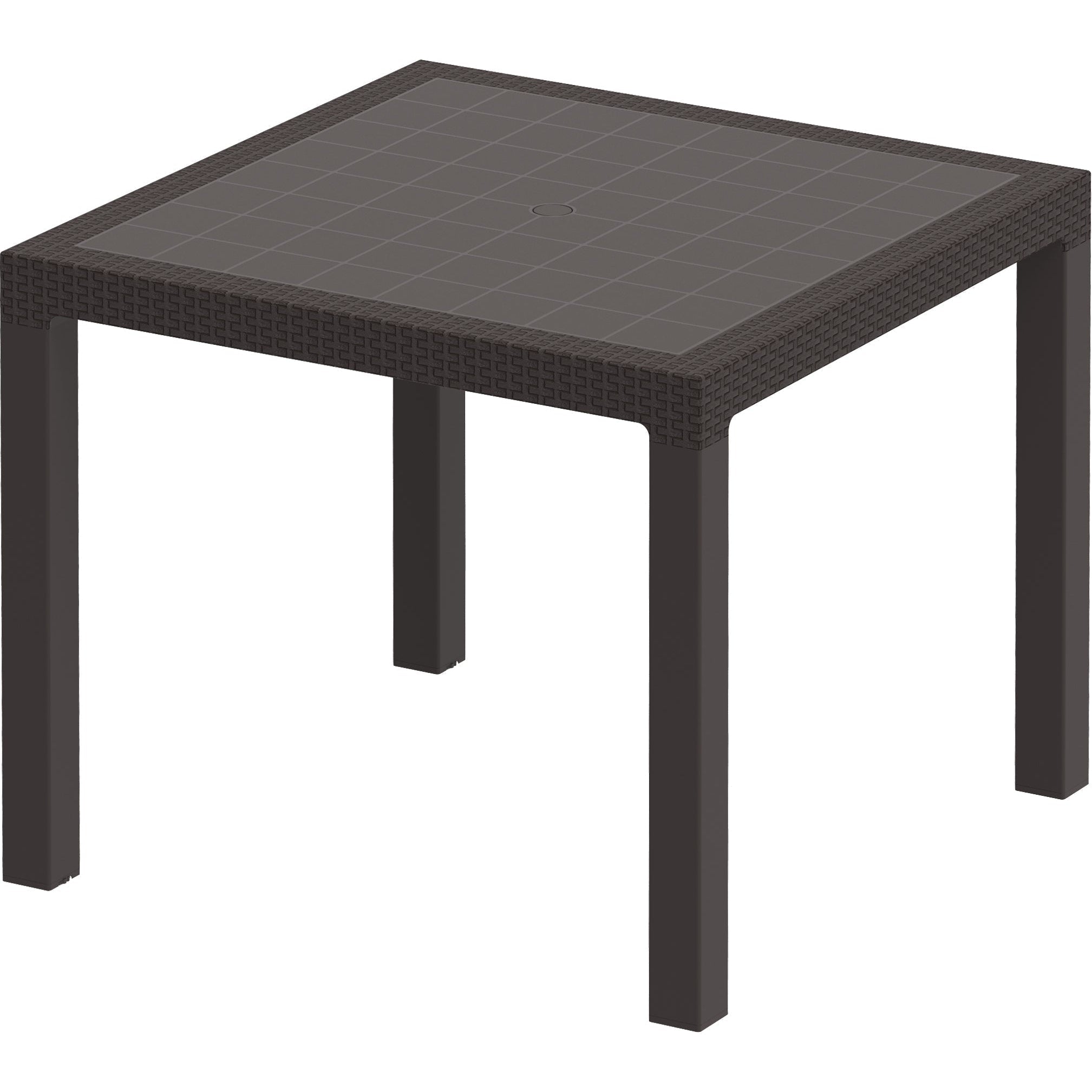 Durasheds Duramax Rattan Square Table with 4 Duramax Armchairs for the Backyard, Garden and Patio (2 Colors)