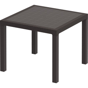 Durasheds Duramax Rattan Square Table with 4 Duramax Armchairs for the Backyard, Garden and Patio (2 Colors)