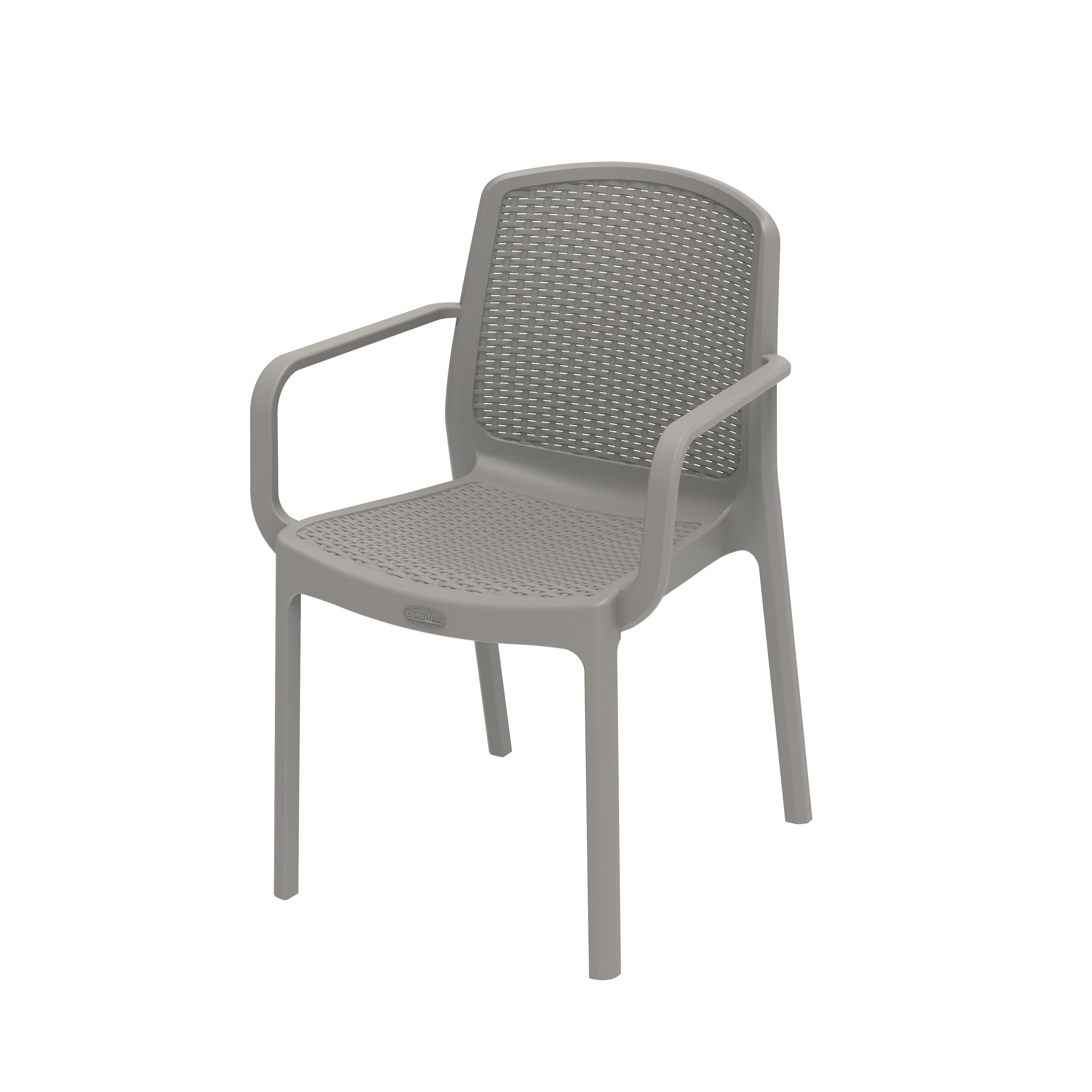 Durasheds Duramax Rattan Square Table with 4 Duramax Armchairs for the Backyard, Garden and Patio (2 Colors)