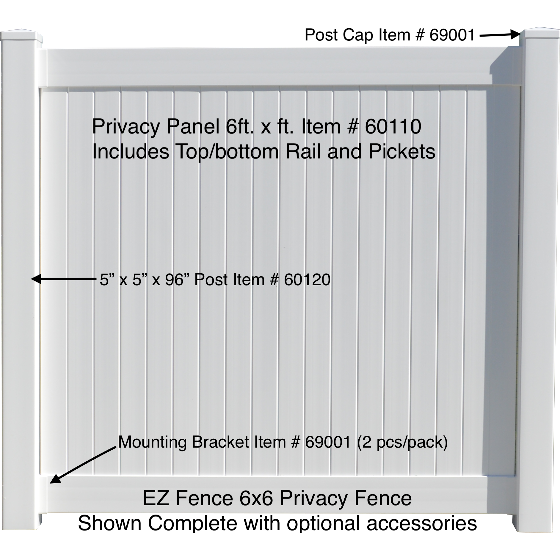 Durasheds EZ Fence Vinyl Privacy Fence 6ft. x 6ft. White