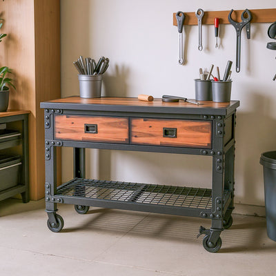 Duramax 2-Drawer Rolling Workbench 48 Inch x 24 Inch for Home, Garage and Workshop