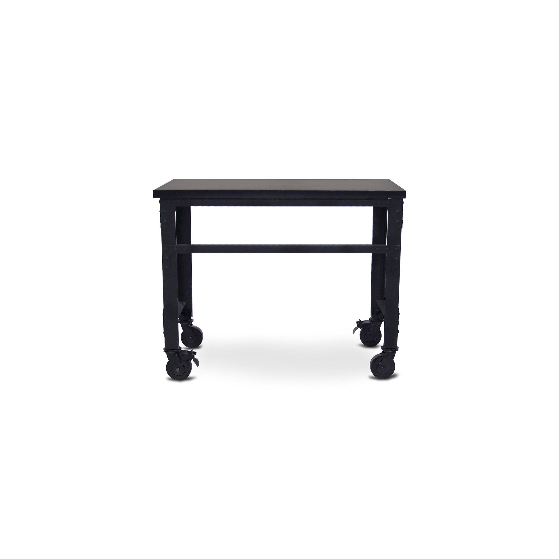 Durasheds furniture Duramax Rolling Industrial Desk with Wooden Top 46 Inches x 24 Inches