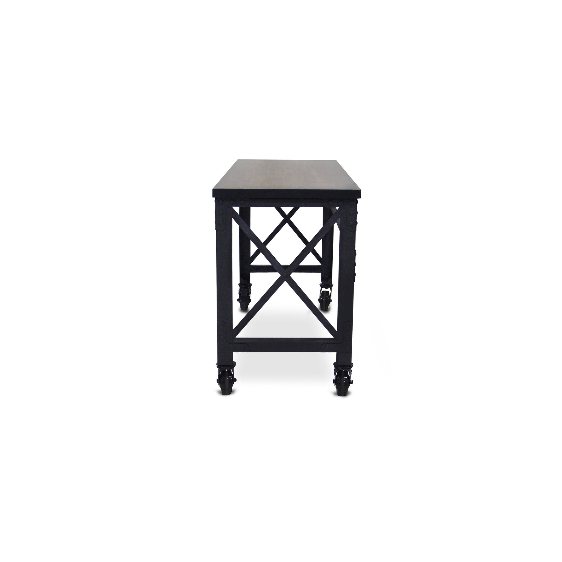 Durasheds furniture Duramax Rolling Industrial Desk with Wooden Top 62 Inches x 24 Inches