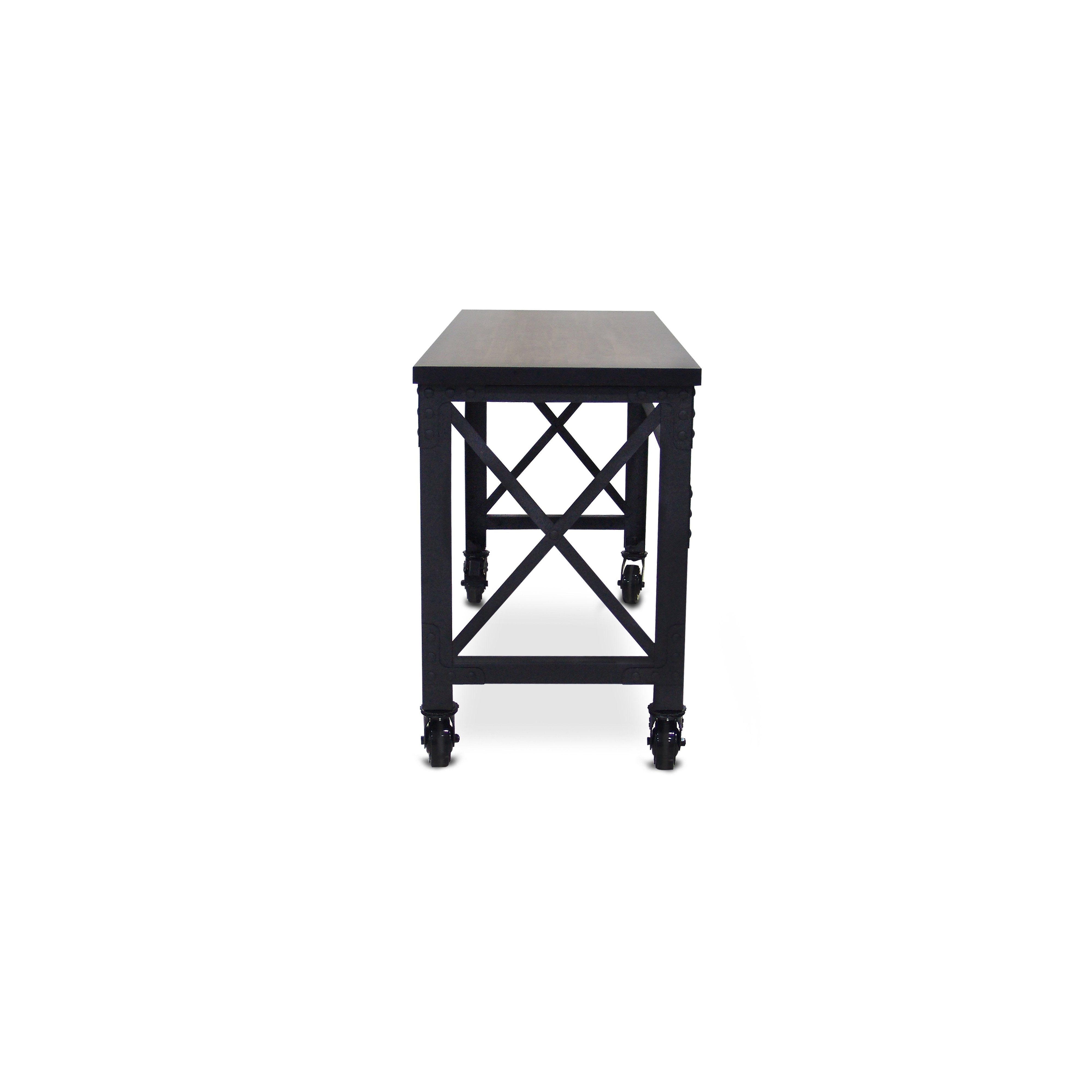 Durasheds furniture Duramax Rolling Industrial Desk with Wooden Top 62 Inches x 24 Inches