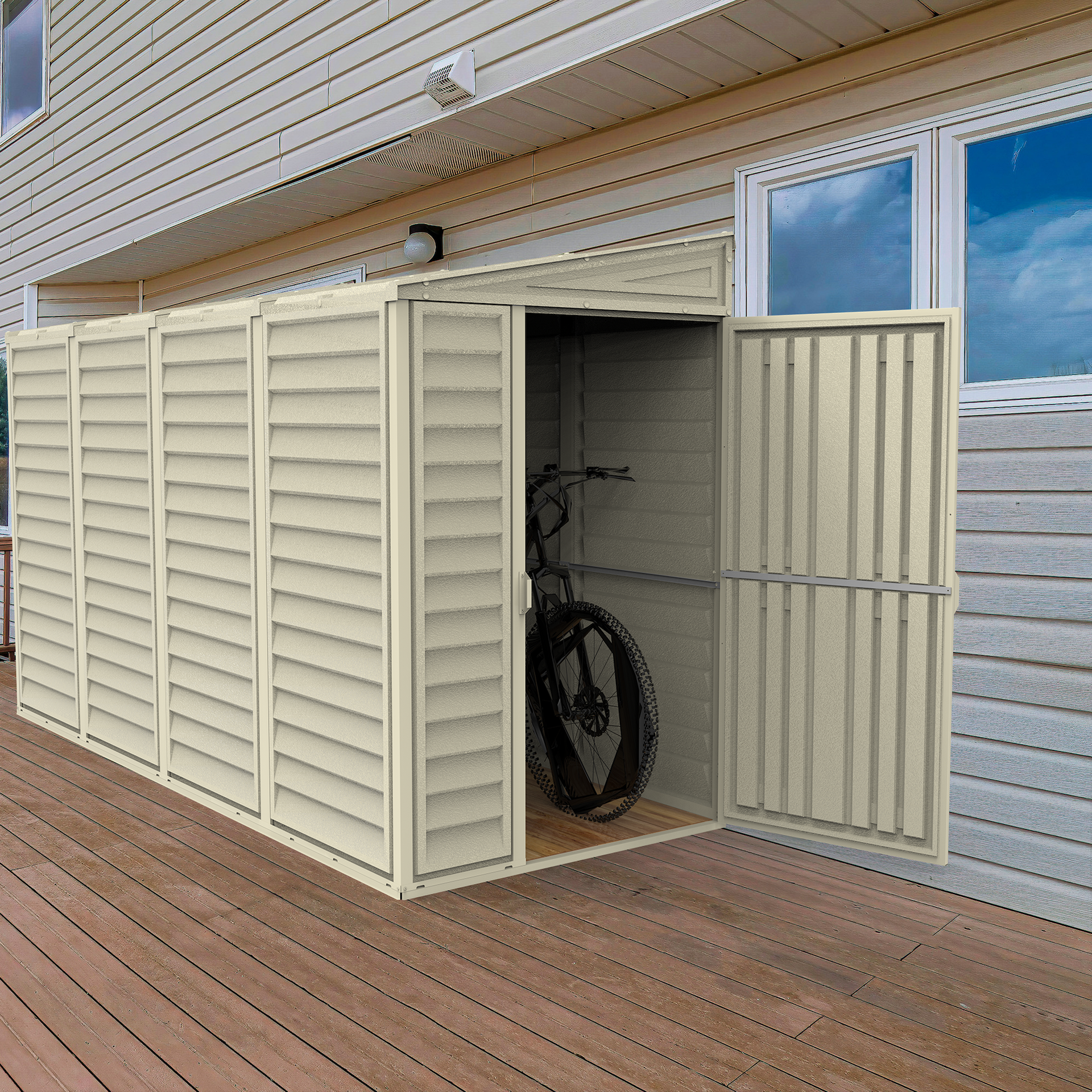 Duramax 4ft x 10ft Sidemate Shed with doors open