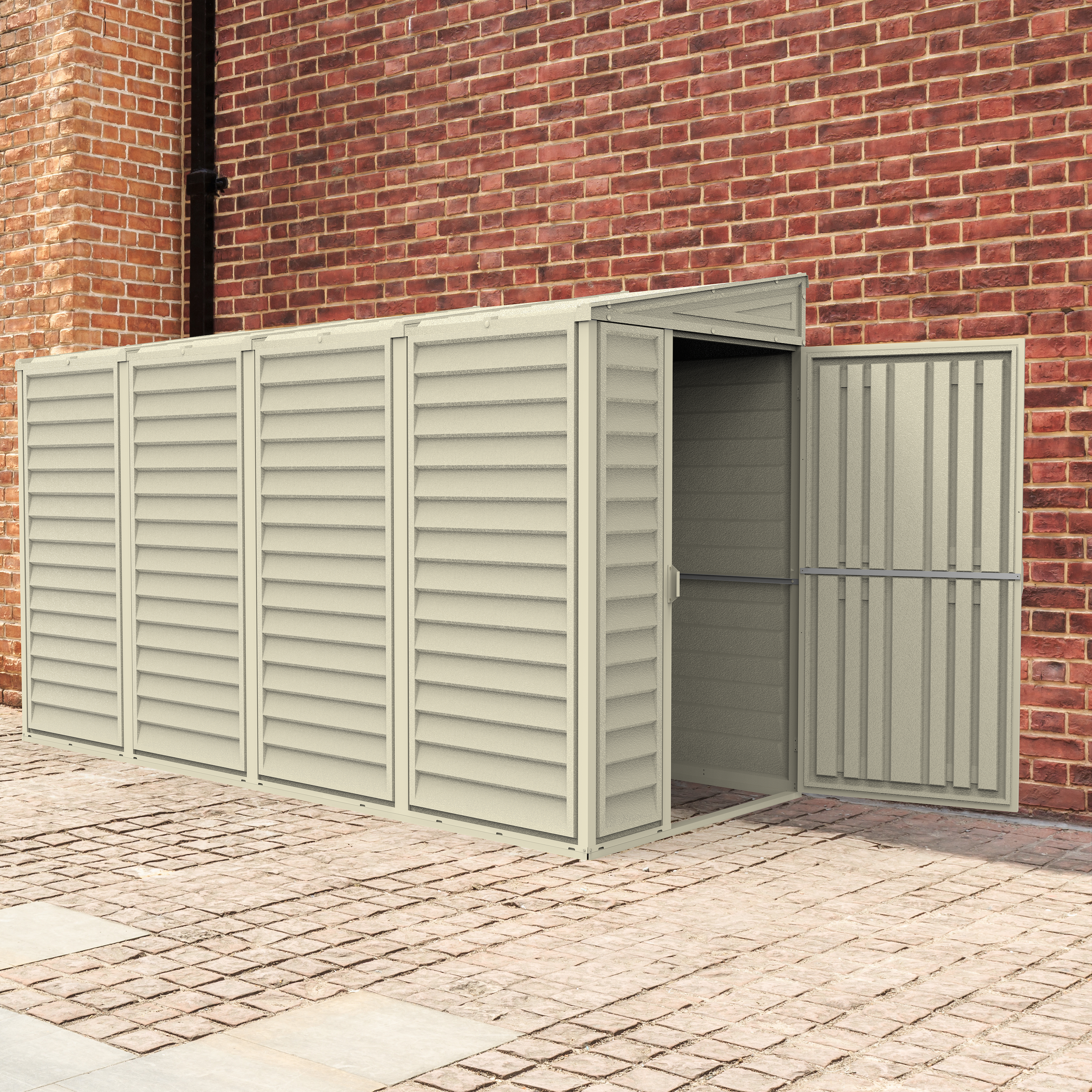 Duramax 4ft x 10ft Sidemate Shed with doors open