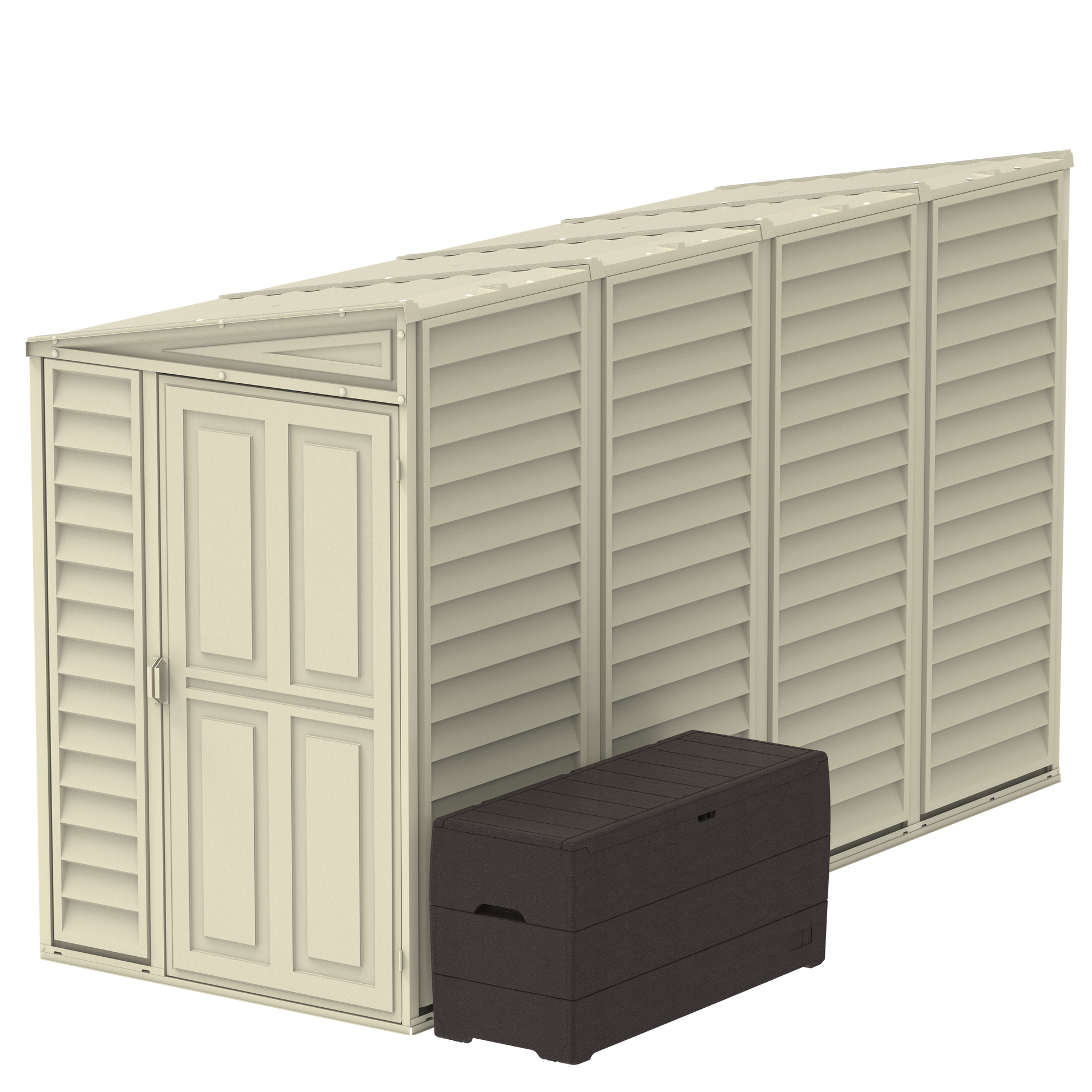 Duramax 4ft x 10ft Sidemate Shed resin with deck box