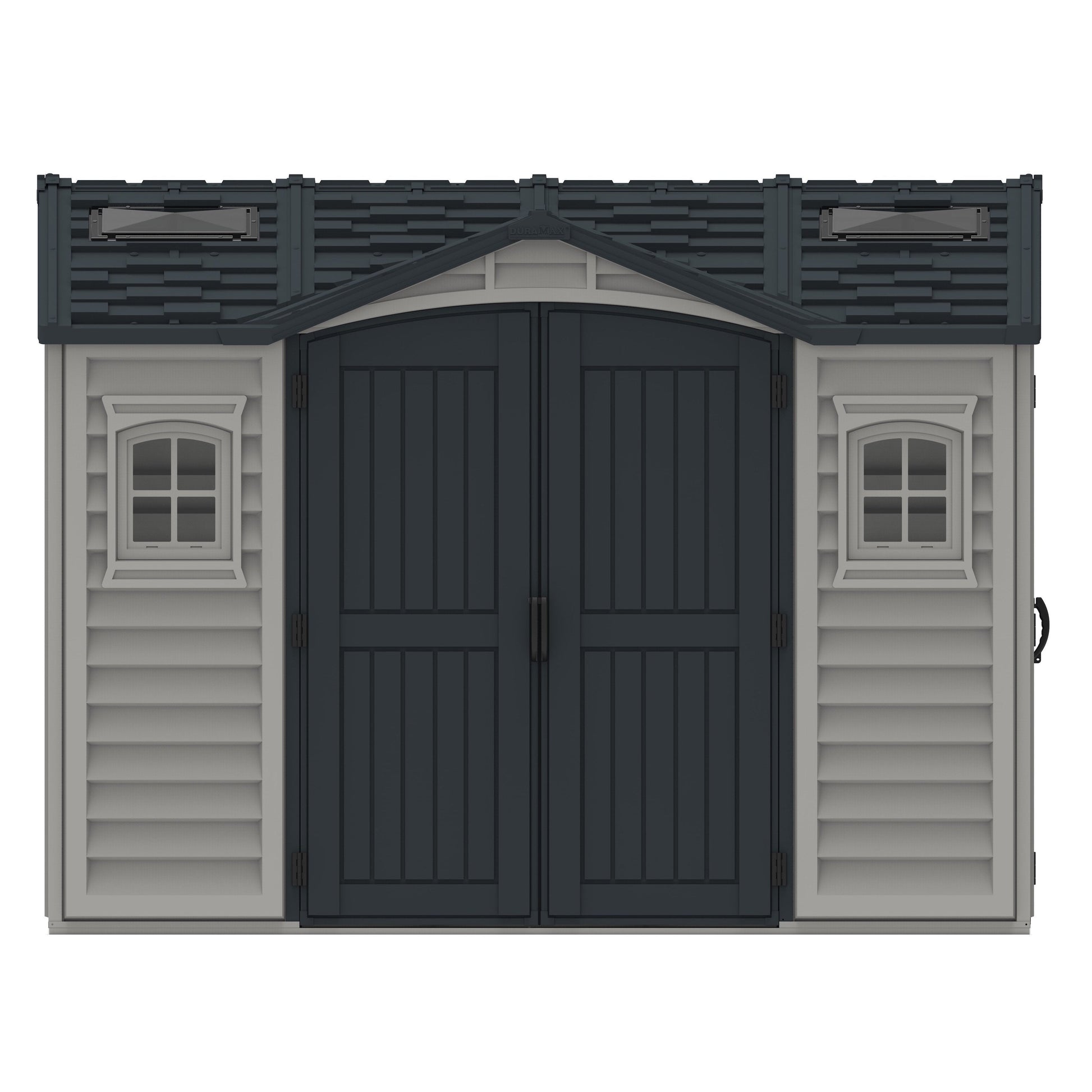Durasheds Vinyl Sheds Duramax Apex Pro 10.5'X8' Vinyl Shed with Foundation, 2 Windows and Side Door