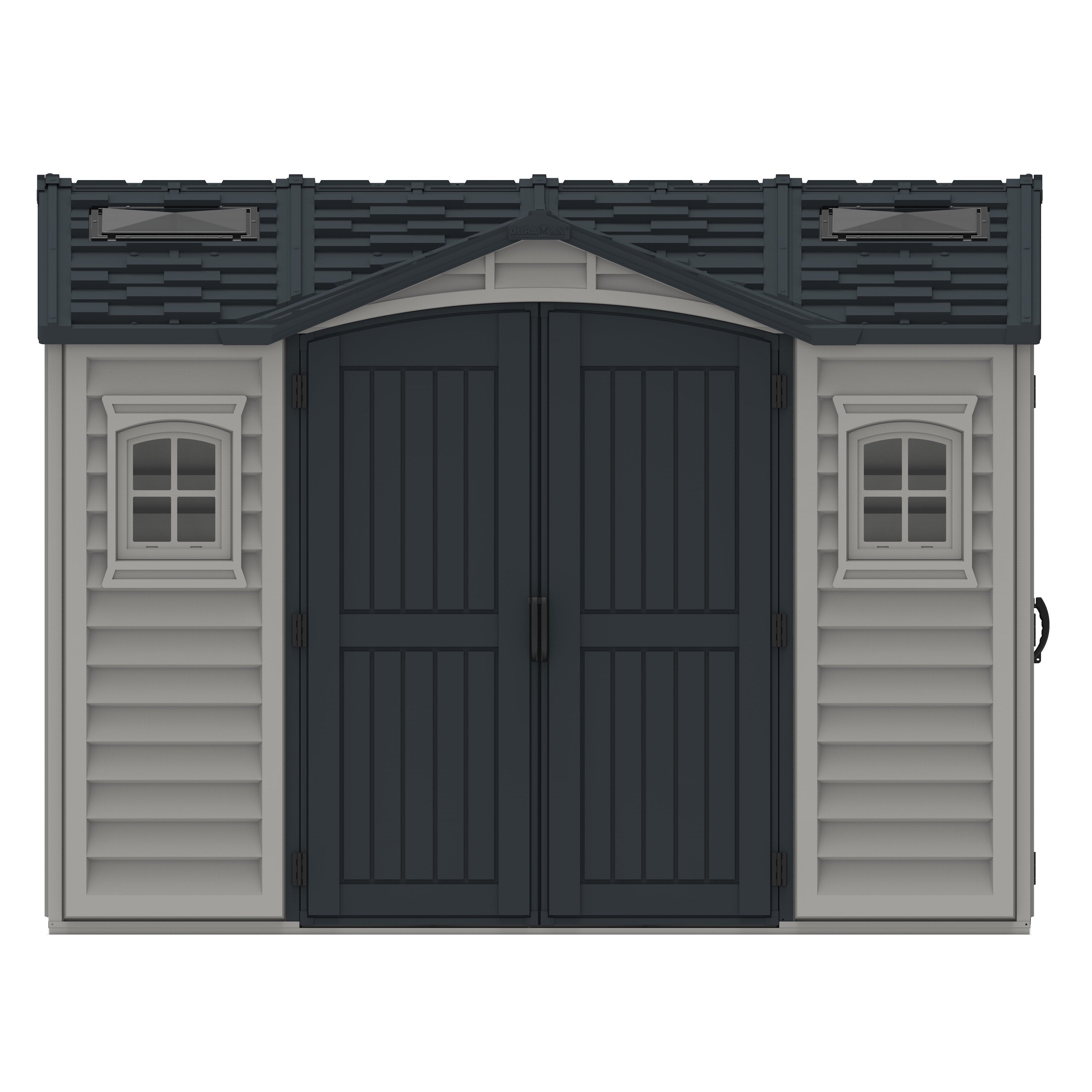 Durasheds Vinyl Sheds Duramax Apex Pro 10.5'X8' Vinyl Shed with Foundation, 2 Windows and Side Door