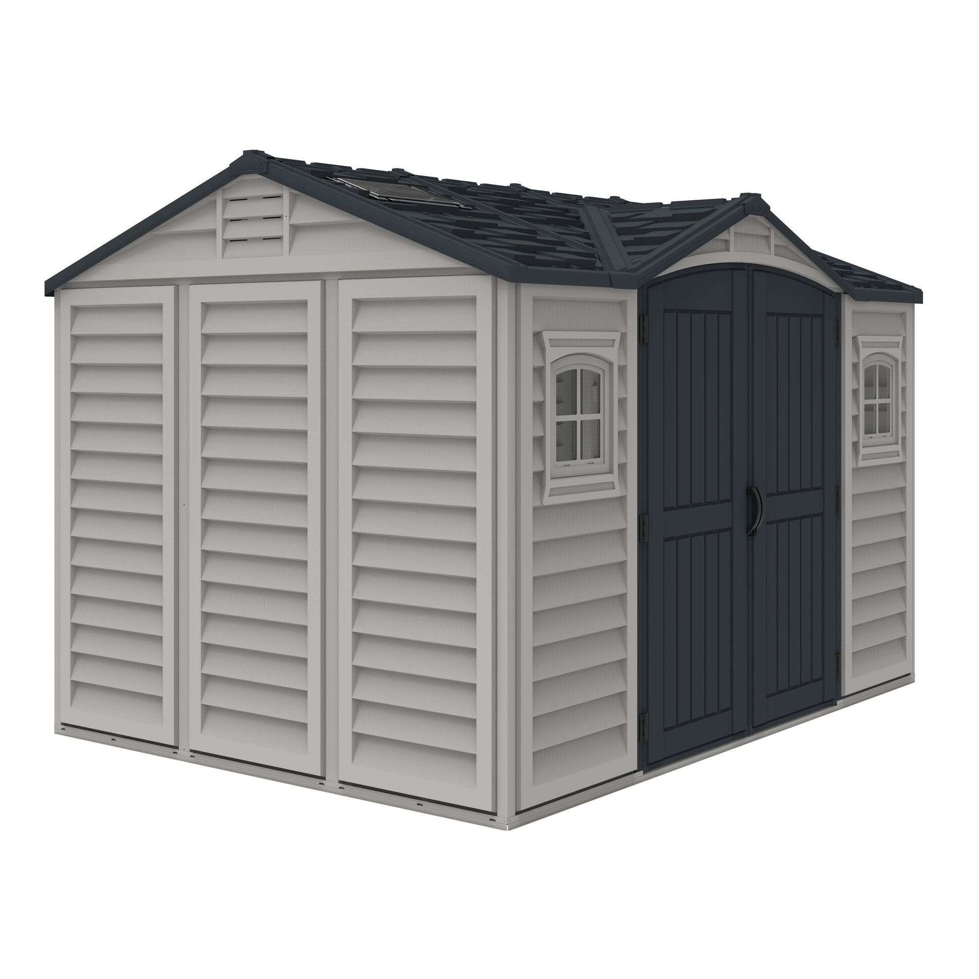 Durasheds Vinyl Sheds Duramax Apex Pro 10.5'X8' Vinyl Shed with Foundation, 2 Windows and Side Door
