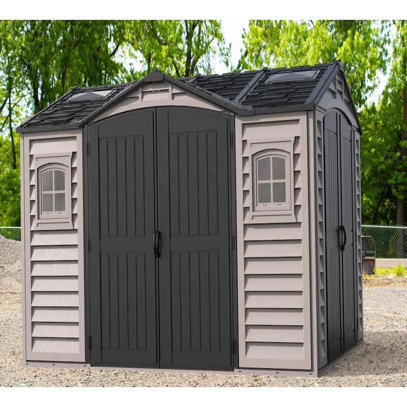 Durasheds Vinyl Sheds Duramax Apex Pro 10.5'X8' Vinyl Shed with Foundation, 2 Windows and Side Door