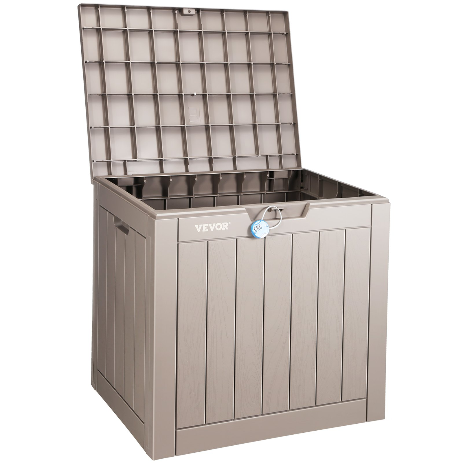 Vevor Deck Box 31 Gal VEVOR Deck Box, 31 Gallon Outdoor Storage Box, 22.1" x 17.1" x 20.9" , Waterproof PP Deckbox with Aluminum Alloy Padlock, for Patio Furniture, Pool Toys, Garden Tools, Outdoor Cushions, Gray