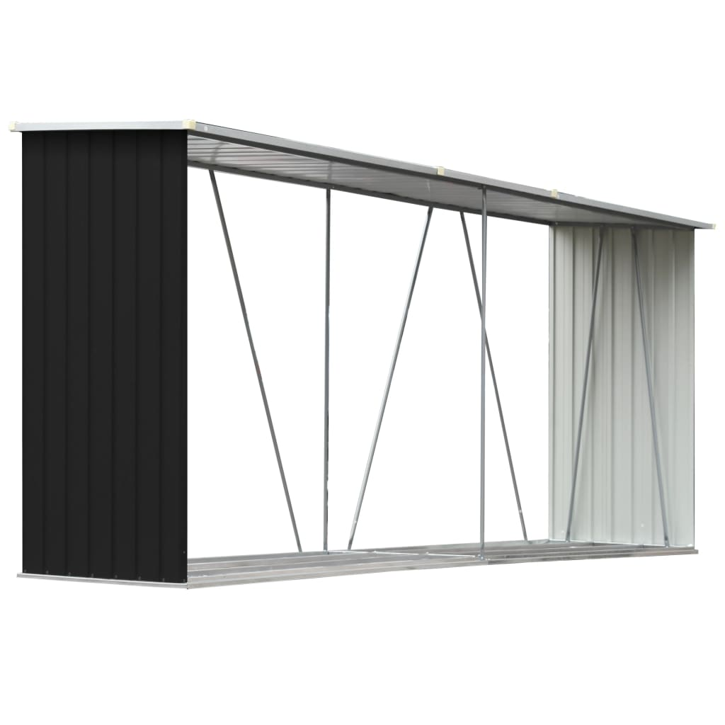 Vida XL Enclosures Anthracite vidaXL Garden Log Storage Shed Galvanized Steel 129.9"x33.1"x59.8" Anthracite