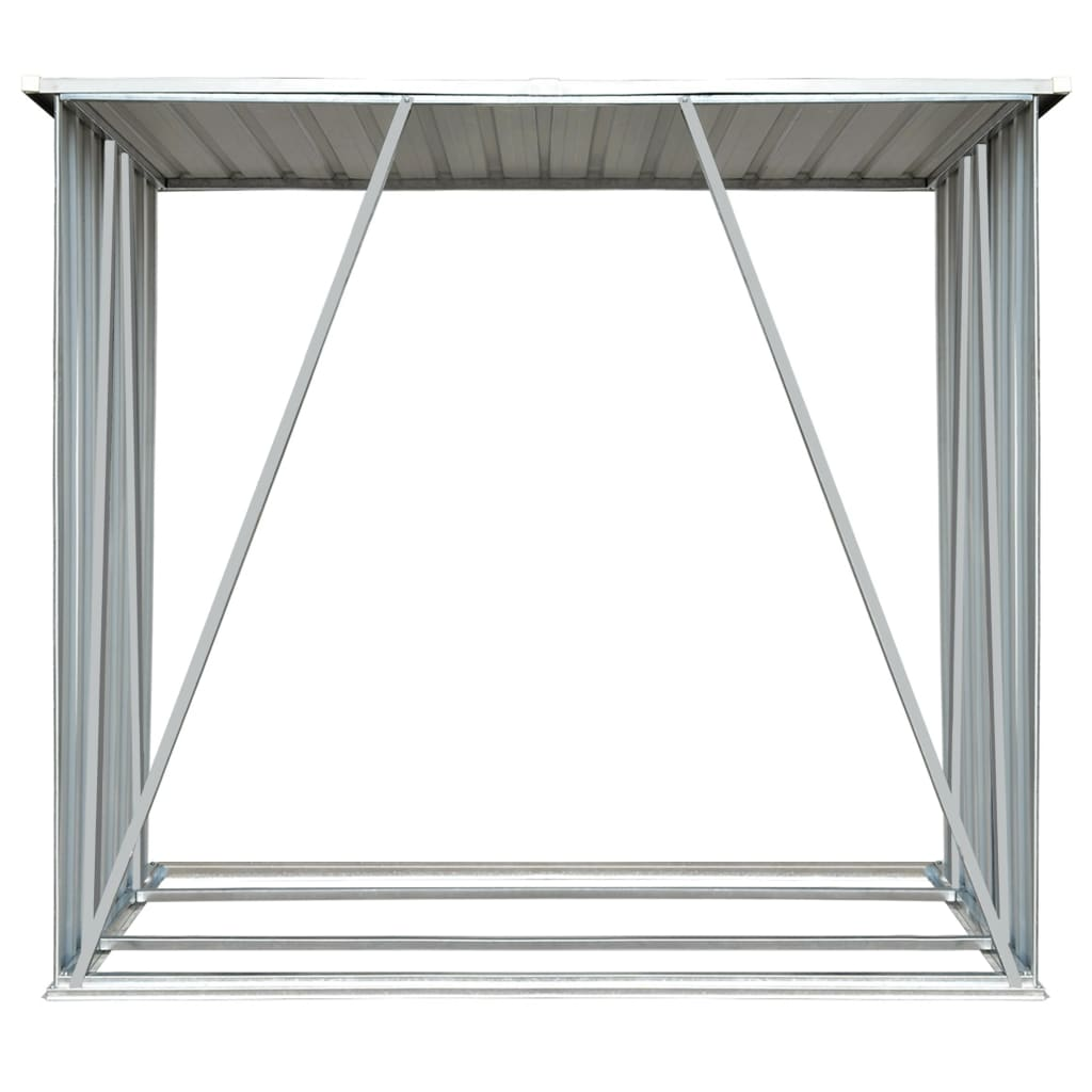 Vida XL Enclosures Gray vidaXL Garden Log Storage Shed Galvanized Steel 64.2"x32.7"x60.6" Gray