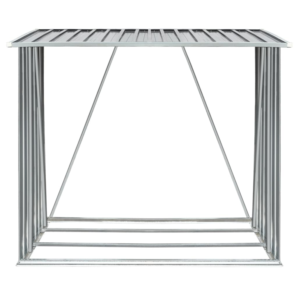 Vida XL Enclosures Gray vidaXL Garden Log Storage Shed Galvanized Steel 64.2"x32.7"x60.6" Gray