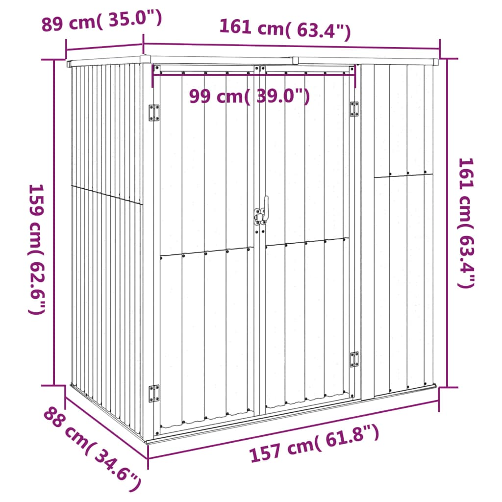 Vida XL Metal Sheds Anthracite vidaXL Garden Tool Shed Anthracite 63.4"x35"x63.4" Galvanized Steel