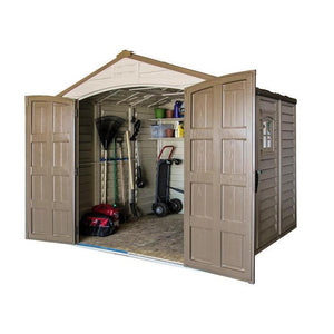 Duramax sheds DuraMax 8ft x 8ft DuraPlus Vinyl Shed Kit with Foundation and window