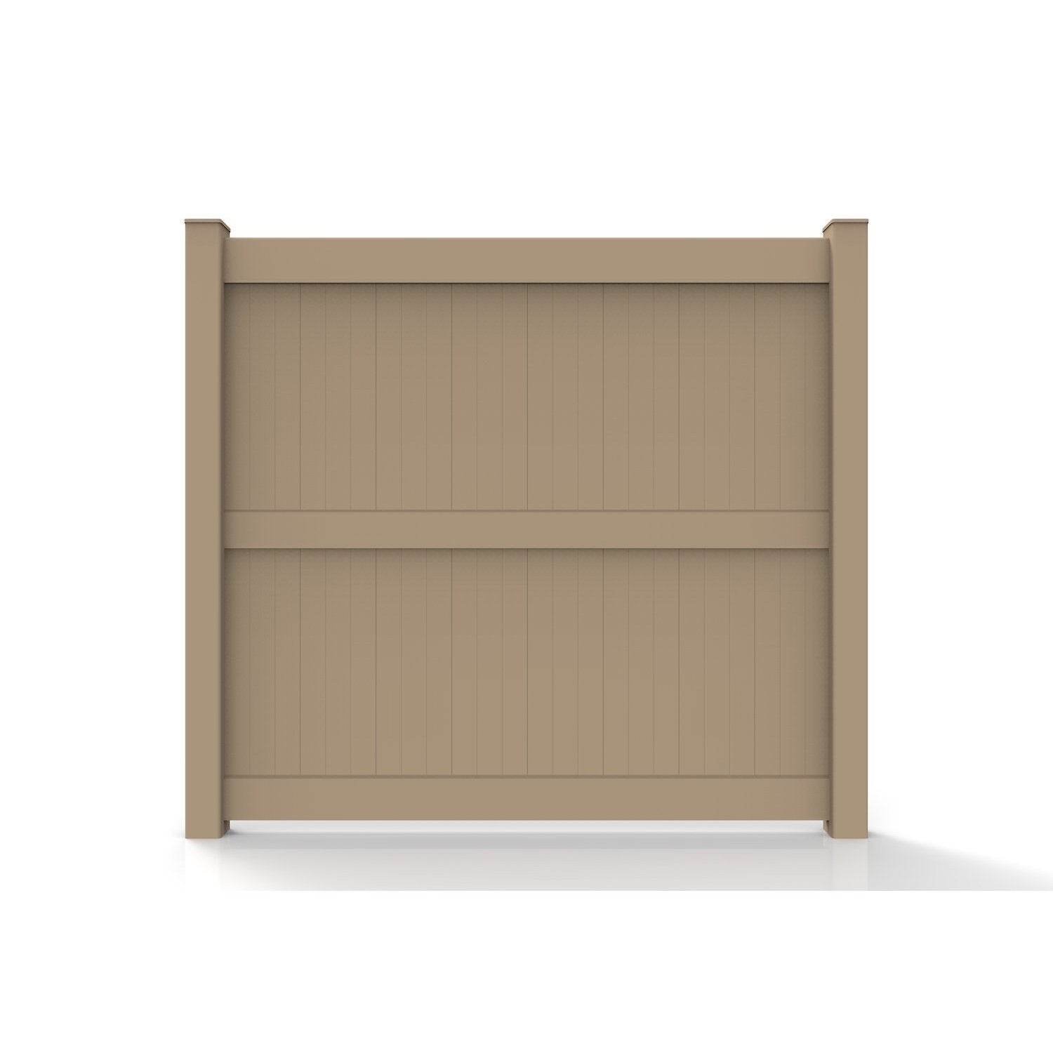 GreatBackyards Vinyl Fence 7' x 8' Wide / Tan Privacy 12” T&G with Center Rail Fence Panel Kit DRPV17