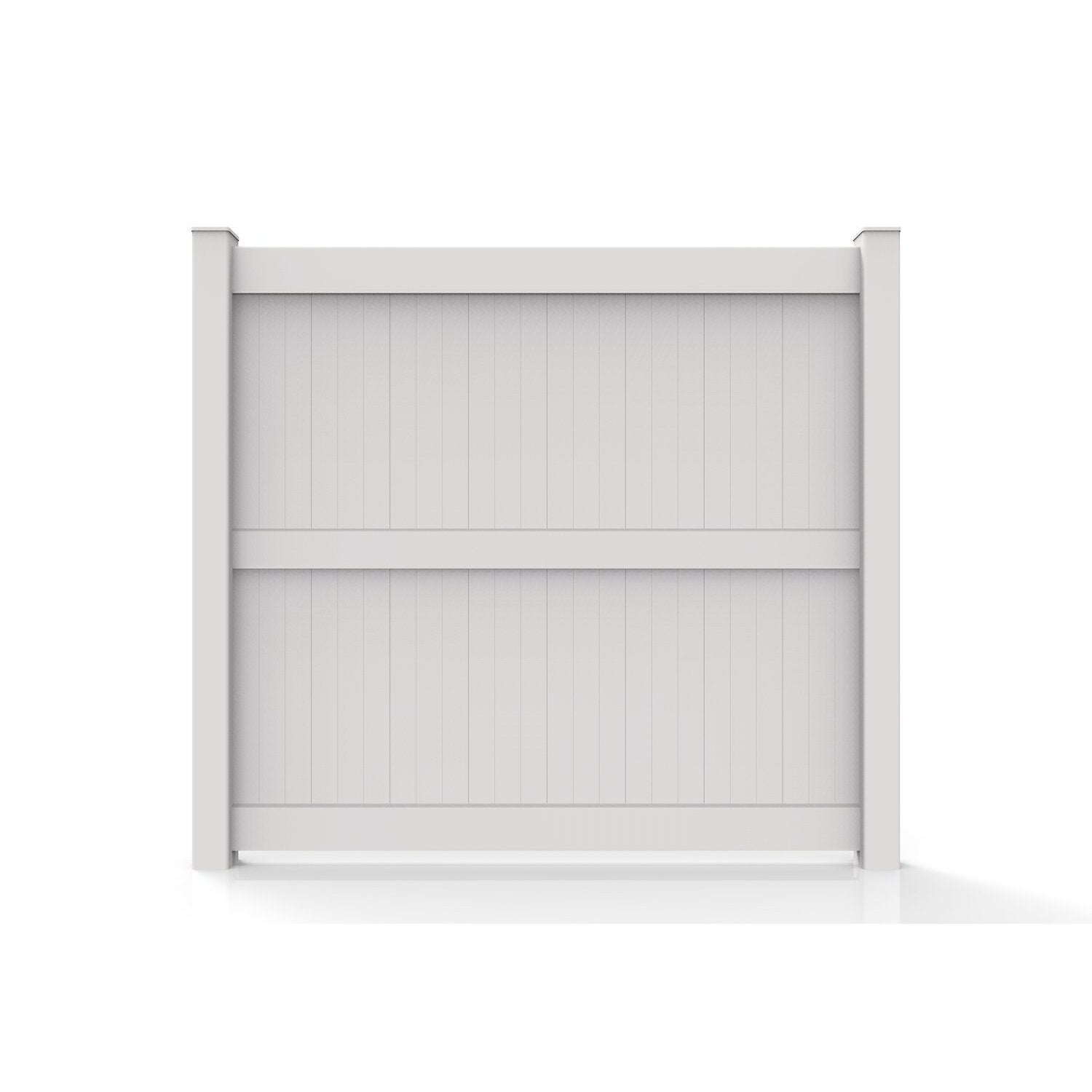 GreatBackyards Vinyl Fence 7' x 8' Wide / White Privacy 12” T&G with Center Rail Fence Panel Kit DRPV17