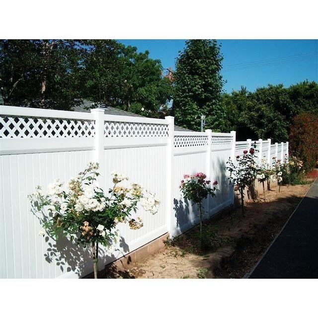GreatBackyards Vinyl Fence Privacy with Lattice Fence Panel Kit DRPV4