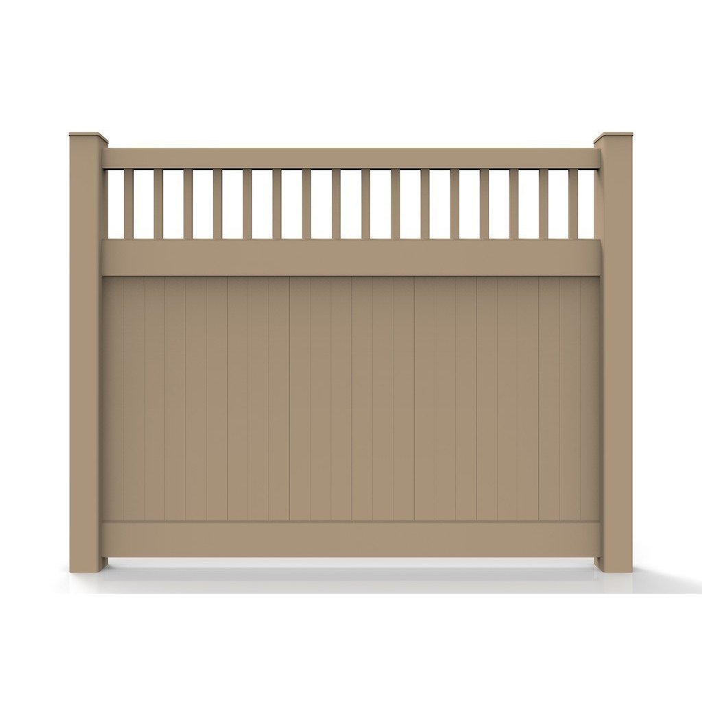 GreatBackyards Vinyl Fence Tan 6'H x 8'W Privacy with Accent Fence Panel Kit DRPV5