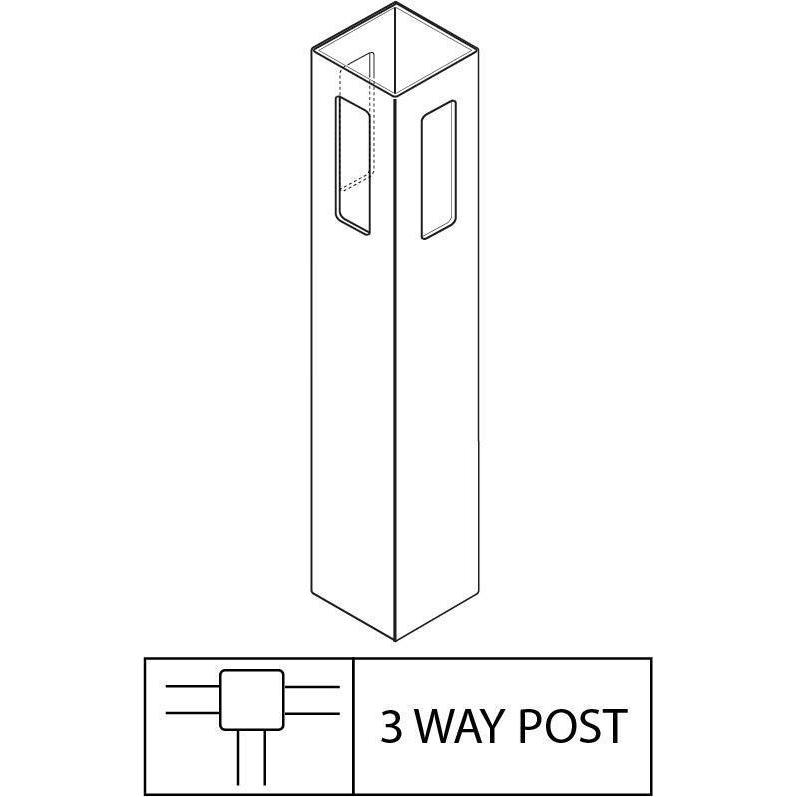 GreatBackyards Vinyl Fence White / 3 Way Post 4" x 4" x 70" Post DRT3