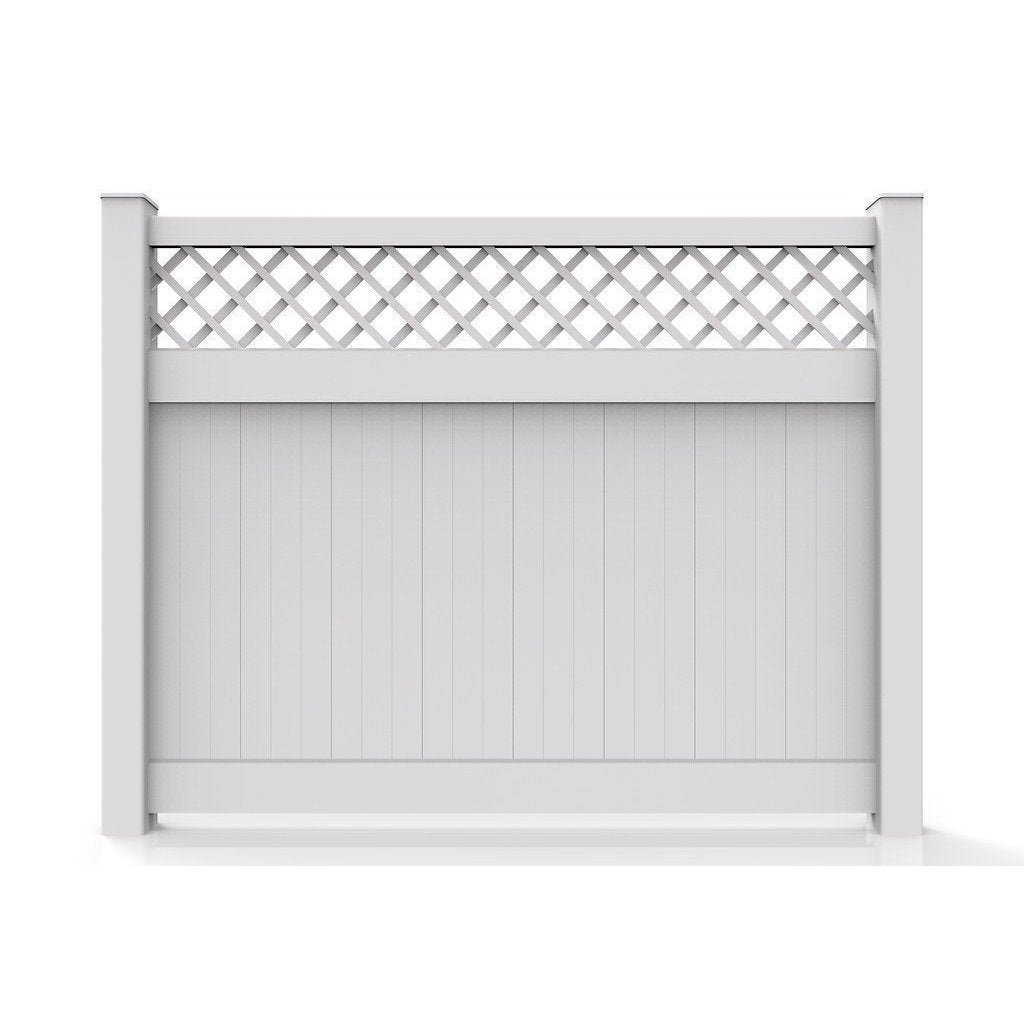 GreatBackyards Vinyl Fence White / 6'h x 8'w Privacy with Lattice Fence Panel Kit DRPV4