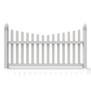 GreatBackyardz Fence Panels Greatbackyardz 4 ft. x 8 ft. White Vinyl Traditional Scallop Dog Ear Picket Fence Panel Kit