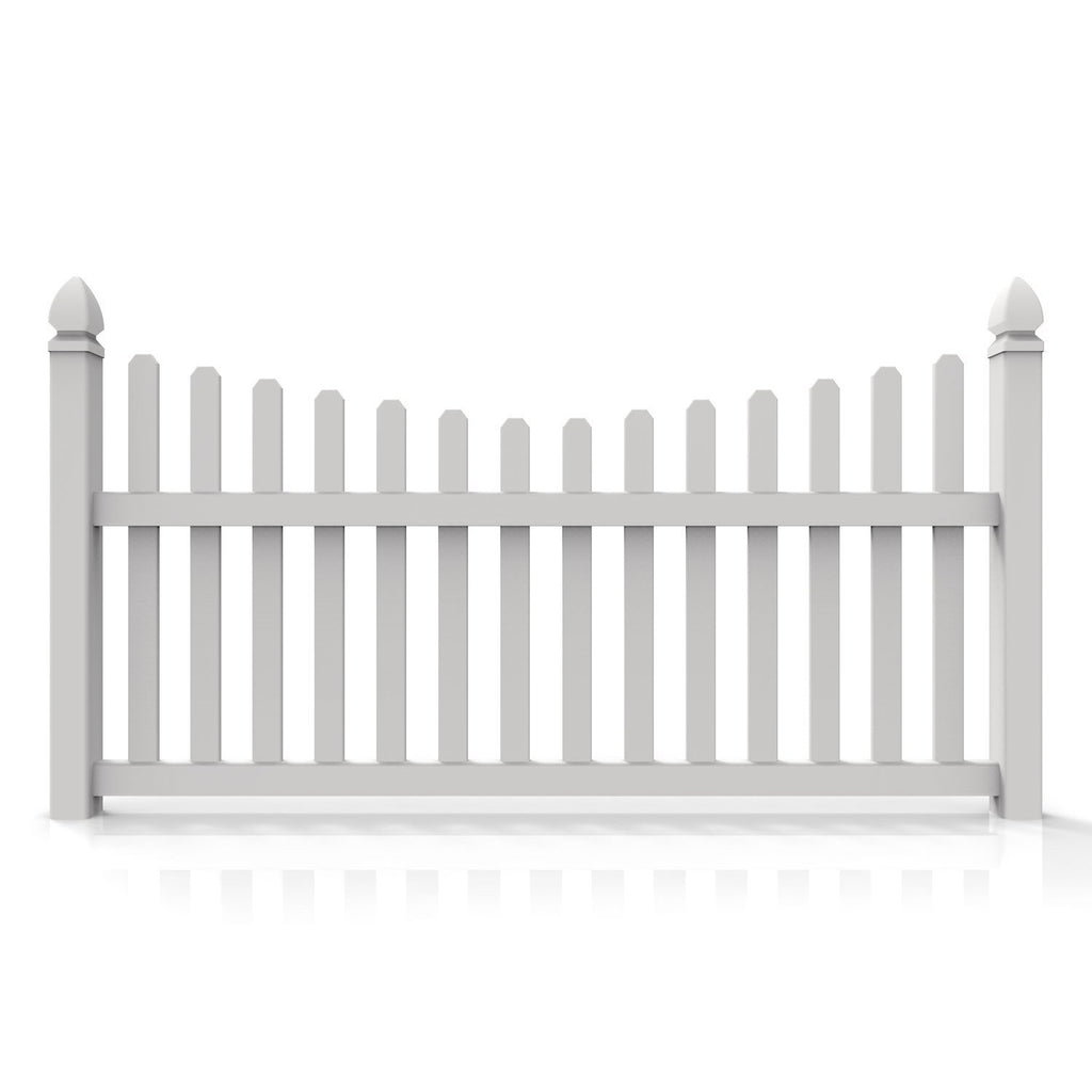 GreatBackyardz Fence Panels Greatbackyardz 4 ft. x 8 ft. White Vinyl Traditional Scallop Dog Ear Picket Fence Panel Kit