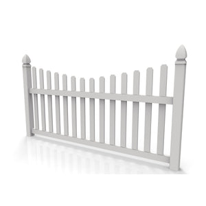 GreatBackyardz Fence Panels Greatbackyardz 4 ft. x 8 ft. White Vinyl Traditional Scallop Dog Ear Picket Fence Panel Kit
