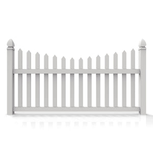 GreatBackyardz Fence Panels Greatbackyardz 4 ft. x 8 ft. White Vinyl Traditional Scallop Spade Picket Fence Panel Kit