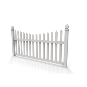 GreatBackyardz Fence Panels Greatbackyardz 4 ft. x 8 ft. White Vinyl Traditional Scallop Spade Picket Fence Panel Kit