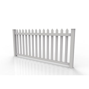 GreatBackyardz Fence Panels Greatbackyardz 4 ft. x 8 ft. White Vinyl Traditional Spade Picket Fence Panel Kit