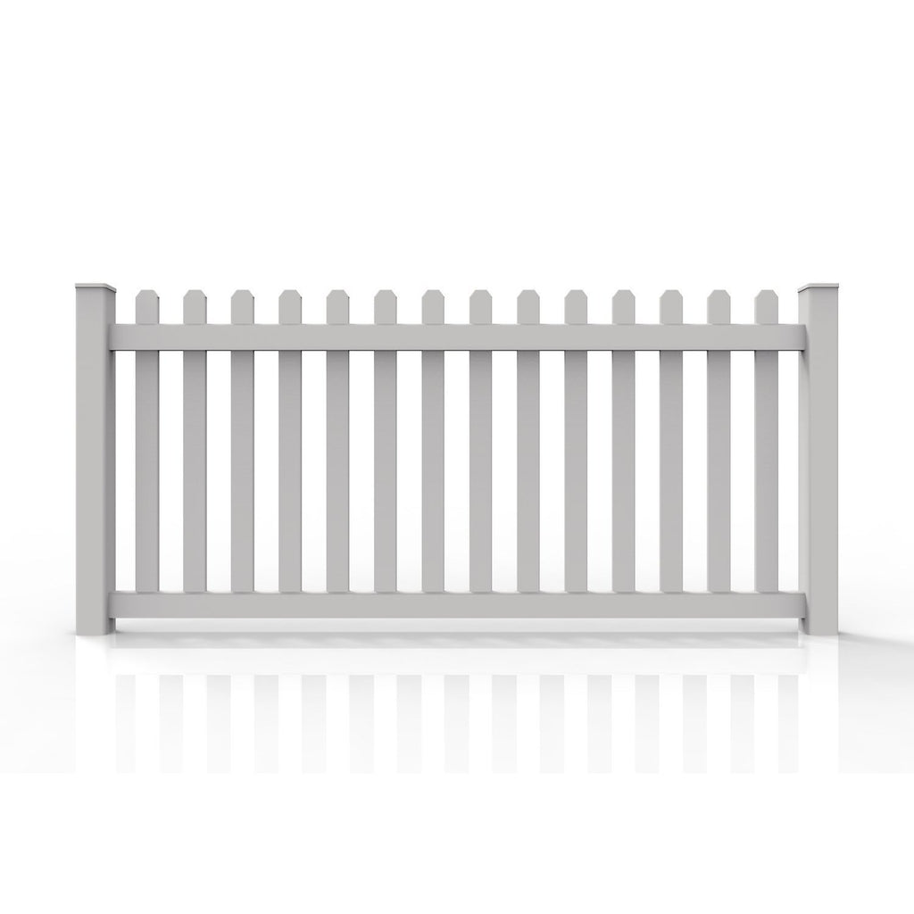 GreatBackyardz Fence Panels Greatbackyardz 4 ft. x 8 ft. White Vinyl Traditional Straight Dog Ear Picket Fence Panel Kit