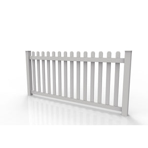 GreatBackyardz Fence Panels Greatbackyardz 4 ft. x 8 ft. White Vinyl Traditional Straight Dog Ear Picket Fence Panel Kit