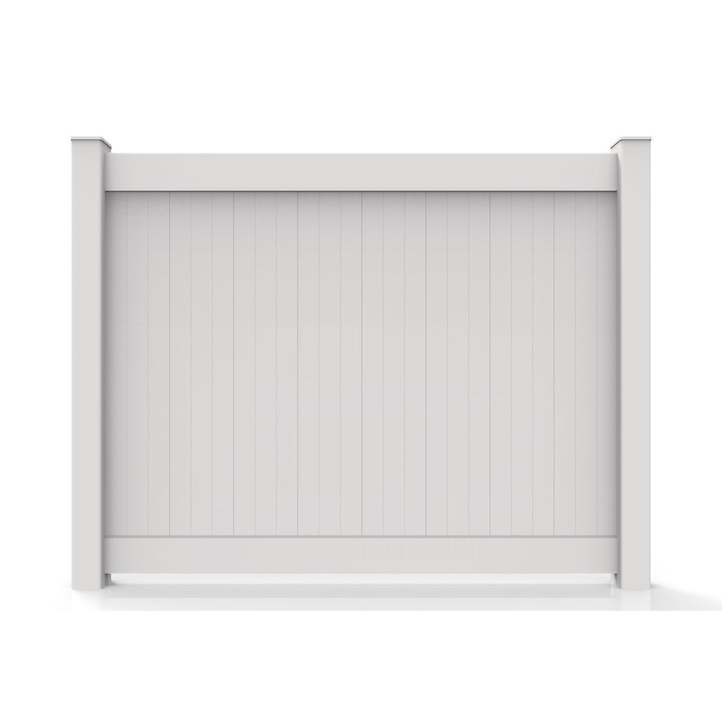 GreatBackyardz Fence Panels Greatbackyardz 5 ft. x 8 ft. White Vinyl Privacy 12 in. Tongue and Groove Fence Panel Kit