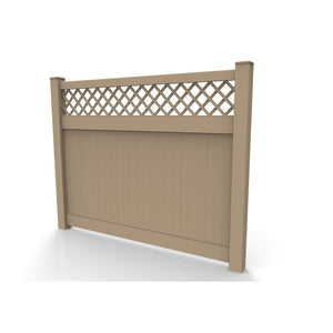 GreatBackyardz Fence Panels Greatbackyardz 6 ft. x 8 ft. Tan Vinyl Privacy with Lattice Fence Panel Kit