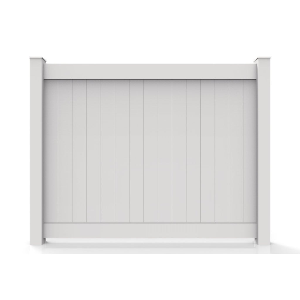 GreatBackyardz Fence Panels Greatbackyardz 6 ft. x 8 ft. White Vinyl Privacy 12 in. Tongue and Groove Fence Panel Kit